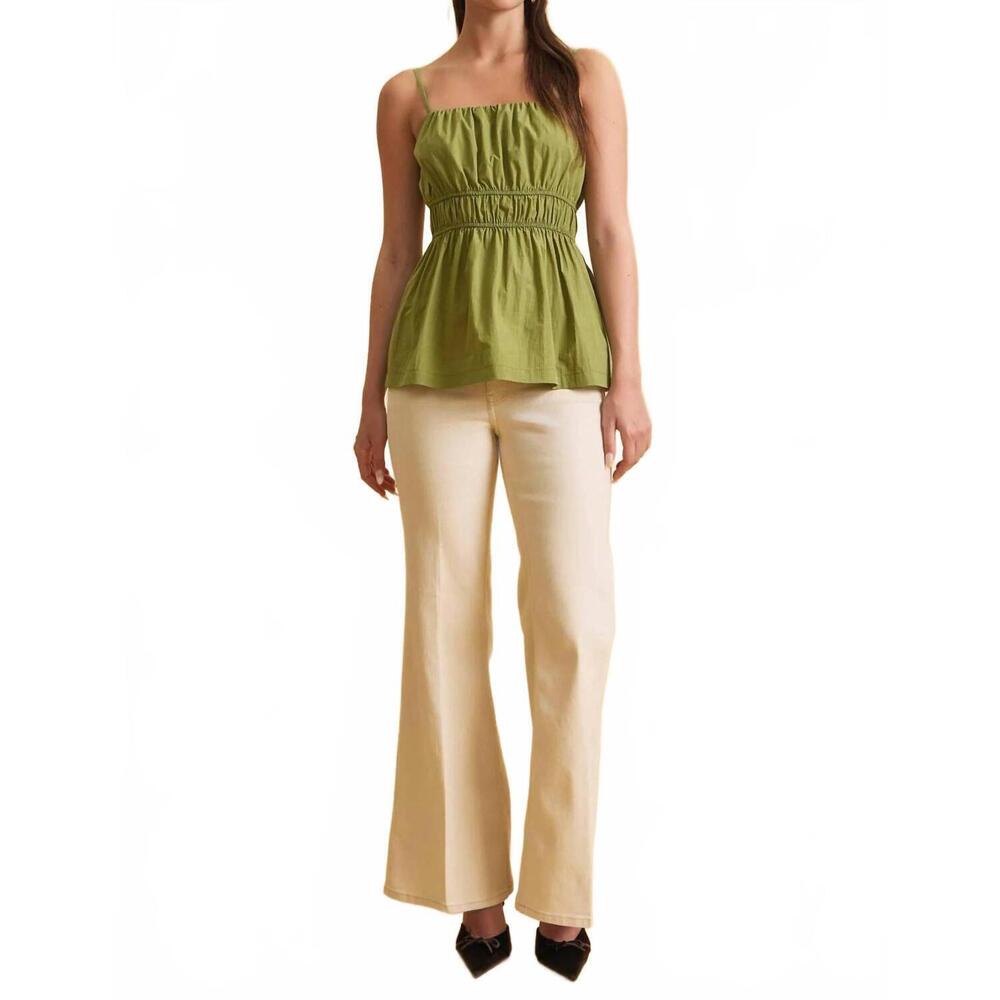 NEW BE COOL ruched cami top in pear